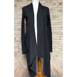 Lululemon Womens Long Open Front 6 Waterfall Cardigan Sweater Black Thumbhole